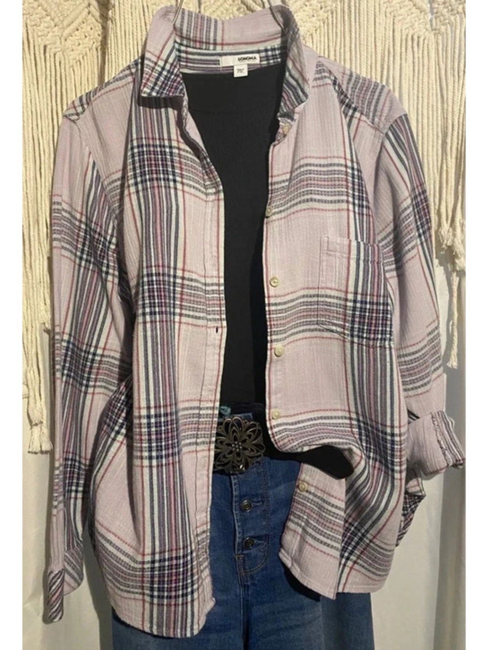 Rose color plaid button up shirt PXL